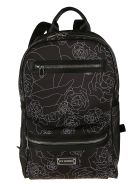 Les Hommes Broken Roses Print Backpack Les Hommes Broken Roses Print Backpack - Black/White