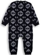 Emporio Armani Blue Wool And Silk Onesie With Allover Logo Print Emporio Armani Blue Wool And Silk Onesie With Allover Logo Print - Blu