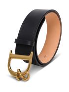 Dsquared2 Black Leather Belt With Logo Buckle Dsquared2 Black Leather Belt With Logo Buckle - Black