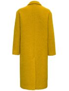 Tela Glam Long Coat In Ocher Colored Wool Blend Tela Glam Long Coat In Ocher Colored Wool Blend - Yellow