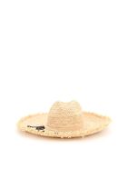 Miu Miu Straw Hat With Logo Miu Miu Straw Hat With Logo - NATURALE NERO (Beige)