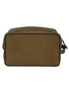 Grained Leather Logo Print Zip-around Pouch Dsquared2 Grained Leather Logo Print Zip-around Pouch - Military
