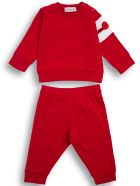 Moncler Coordinated Red Cotton Suit With Logo Moncler Coordinated Red Cotton Suit With Logo - Red