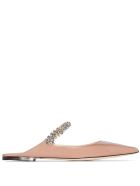 Jimmy Choo Bing Flat Leather Mules With Crystal Insert Jimmy Choo Bing Flat Leather Mules With Crystal Insert - Pink