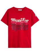 Moncler Jersey T-shirt With Logo Print Moncler Jersey T-shirt With Logo Print - Red