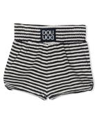 Douuod Black And White Cotton Blend Shorts Douuod Black And White Cotton Blend Shorts - Rigato