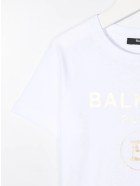 Unisex Kid White And Gold Logo T-shirt Balmain Unisex Kid White And Gold Logo T-shirt