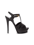 Saint Laurent Tribute Leather Sandals With Logo Saint Laurent Tribute Leather Sandals With Logo - Black