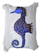 Hand Painted Cushions 100x100 Cm Le Botteghe su Gologone Hand Painted Cushions 100x100 Cm - Blue Fantasy