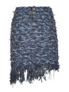 Balmain Button Embellished Tweed Skirt Balmain Button Embellished Tweed Skirt - Denim