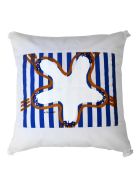 Cotton Hand Painted Indoor Cushion 80x80 cm Le Botteghe su Gologone Cotton Hand Painted Indoor Cushion 80x80 cm - Blue Fantasy