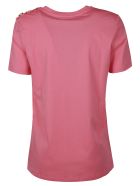 Balmain Button Embellished Logo T-shirt Balmain Button Embellished Logo T-shirt - Pink