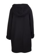 Black Wool Coat With Hood And Side Slits Ermanno Scervino Black Wool Coat With Hood And Side Slits - Nero