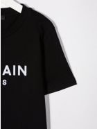 Kids Black T-shirt With White Velvet Logo Balmain Kids Black T-shirt With White Velvet Logo