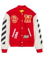 Off-White Versity Wool Blend Jacket With Patch Off-White Versity Wool Blend Jacket With Patch - Red