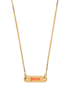 Man Golden Necklace With Logo Plate Palm Angels Man Golden Necklace With Logo Plate