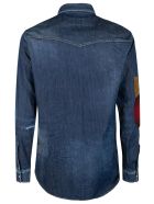Dsquared2 Logo Print Patched Denim Shirt Dsquared2 Logo Print Patched Denim Shirt - Blue