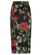 Dolce & Gabbana Rose Print Zipped Skirt Dolce & Gabbana Rose Print Zipped Skirt - Black