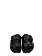 Coral Blue Flats In Black Leather Coral Blue Flats In Black Leather - black