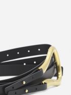 Bottega Veneta Double Leather Belt With Gold Finish Buckle Bottega Veneta Double Leather Belt With Gold Finish Buckle - Black
