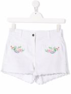 Stella McCartney Kids White Cotton Shorts With Floral Embroidery Stella McCartney Kids White Cotton Shorts With Floral Embroidery - White