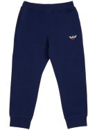 Emporio Armani Blue Cotton Pants With Logo Emporio Armani Blue Cotton Pants With Logo - Blu