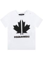 Dsquared2 White T-shirt For Baby Boy With Maple Leaf Dsquared2 White T-shirt For Baby Boy With Maple Leaf - White