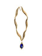 Alberta Ferretti Gold Colored Metal Necklace With Blue Stone Alberta Ferretti Gold Colored Metal Necklace With Blue Stone - Blu
