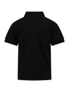 Comme des Garçons Play Black Polo T-shirt For Kids With Logo Comme des Garçons Play Black Polo T-shirt For Kids With Logo - Black