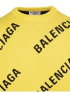 Unisex Yellow Allover Logo Crewneck Pullover Balenciaga Unisex Yellow Allover Logo Crewneck Pullover - Yellow/black