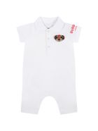 Burberry White Romper For Baby Girl With Thomas Bear Burberry White Romper For Baby Girl With Thomas Bear - White