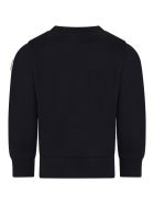 Moncler Blue Sweatshirt For Kids With Logo Moncler Blue Sweatshirt For Kids With Logo - Blue