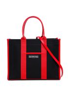 Balenciaga Leather And Canvas Tote Handbag With Logo Balenciaga Leather And Canvas Tote Handbag With Logo - Black