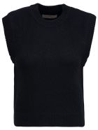 Laneus Black Wool Blend Vest Laneus Black Wool Blend Vest - Black