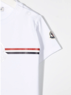 White Newborn T-shirt With Logos And Tricolor Detail Moncler White Newborn T-shirt With Logos And Tricolor Detail