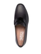 Salvatore Ferragamo Leather Loafers With Logo Buckle Salvatore Ferragamo Leather Loafers With Logo Buckle - Black