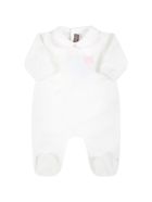 Little Bear White Babygrow For Baby Girl With Bear Little Bear White Babygrow For Baby Girl With Bear - White