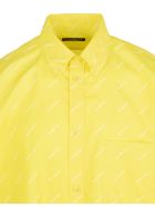 Yellow Shirt With White All-over Logo Balenciaga Yellow Shirt With White All-over Logo - Yellow/white