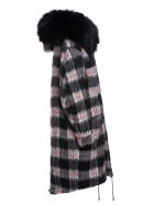Tartan London Parka M51 For Woman With Fur Mr & Mrs Italy Tartan London Parka M51 For Woman With Fur - BLACK/WHITE / BLACK / BLACK