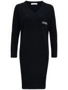 Fabiana Filippi Black Silk And Cashmere Dress With Bright Detail Fabiana Filippi Black Silk And Cashmere Dress With Bright Detail - Black