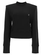 Kenna Sweatshirt With Shoulder Pads The Attico Kenna Sweatshirt With Shoulder Pads - Nero