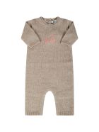 Beige Babygrow For Babygirl With Cherries Bonpoint Beige Babygrow For Babygirl With Cherries - Naturale