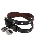 Black Leather Skull Bracelet Alexander McQueen Black Leather Skull Bracelet - Black