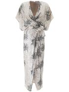 In The Mood For Love Ancens Sequined Dress With Palm Trees In The Mood For Love Ancens Sequined Dress With Palm Trees - SILVER (Silver)