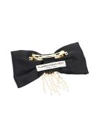 Alessandra Rich Hair Clip Bow With Pearl Cascade Alessandra Rich Hair Clip Bow With Pearl Cascade - BLACK (Black)
