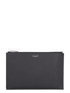 Saint Laurent Logo Detail Flat Leather Pouch Saint Laurent Logo Detail Flat Leather Pouch - black