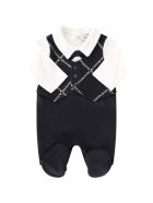 Blue Babygorw For Baby Boy With Logos Armani Collezioni Blue Babygorw For Baby Boy With Logos - Blu/bianco