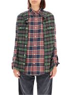 R13 Double Checkered Shirt R13 Double Checkered Shirt - RED BLUE PLAID W GREEN (Red)