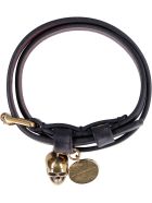 Alexander McQueen Leather Bracelet With Medallion And Skull Alexander McQueen Leather Bracelet With Medallion And Skull - black