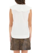 Ganni Sleeveless Shirt With Over Peter Pan Collar Ganni Sleeveless Shirt With Over Peter Pan Collar - Bianco